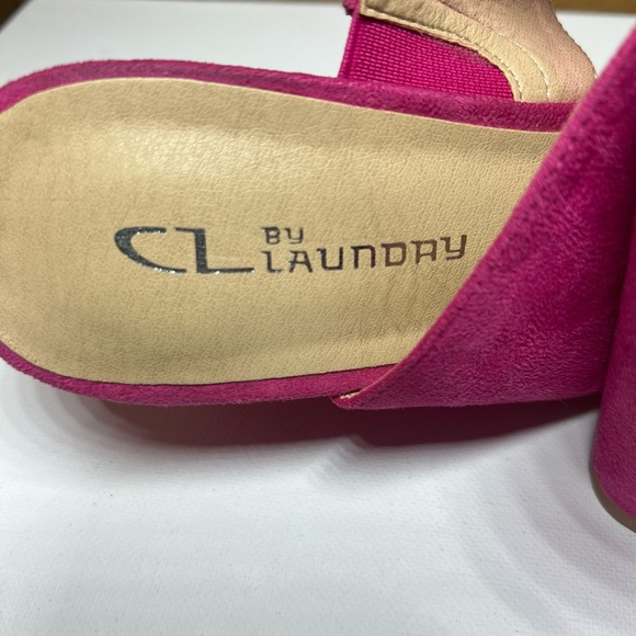 Pink suede sandal wedge with double strap - Picture 2 of 11
